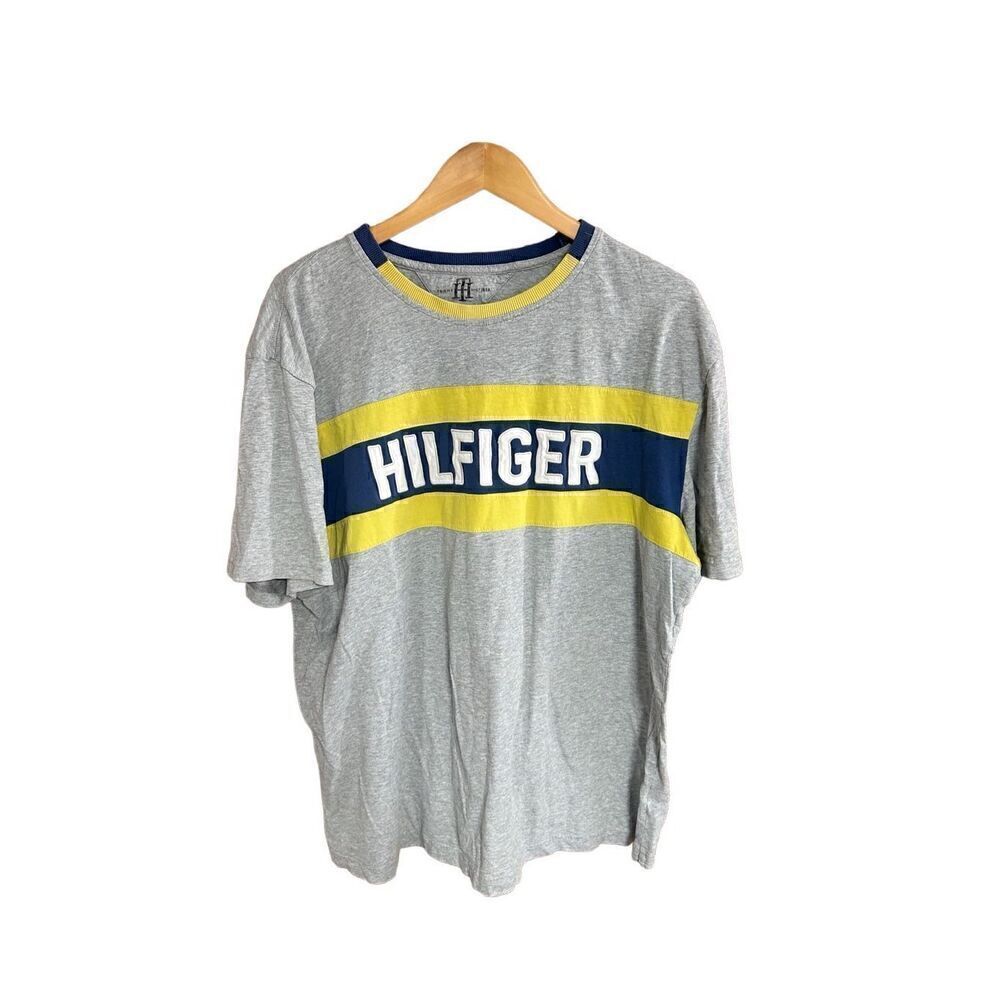 Tommy Hilfiger XXL (2XL) Grey Yellow and Navy T Shirt